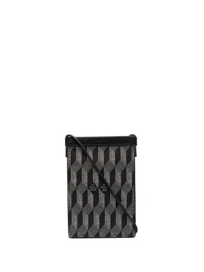 Au Depart Geometric Pattern Passport Bag In Black