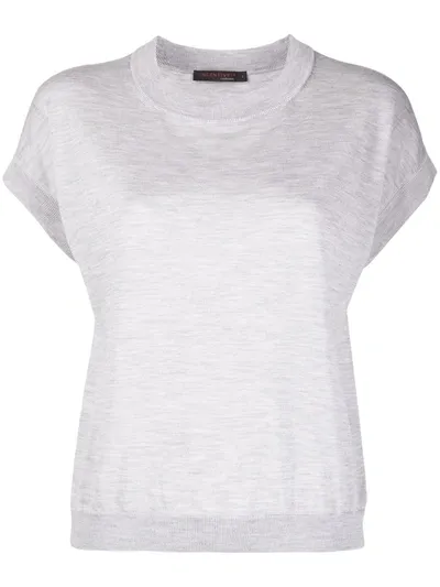 Incentive! Cashmere Cashmere Short-sleeved Top In Grey