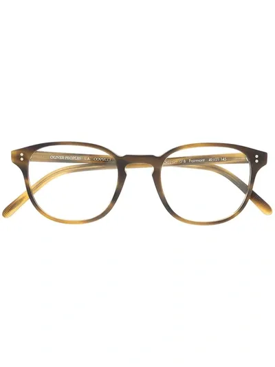 Oliver Peoples Fairmont Round Frame Glasses In Braun