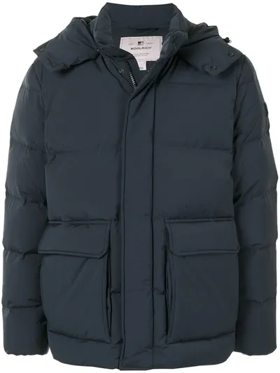 Woolrich Quilted Puffer Coat In Blue