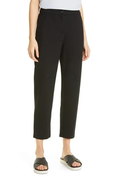 Eileen Fisher Organic Cotton & Hemp High Waist Tapered Ankle Pants In Ink