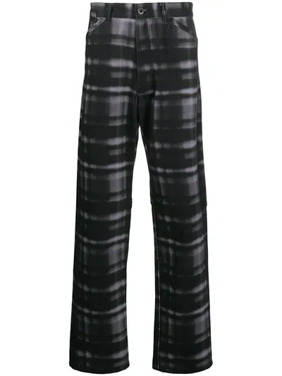 Qasimi Straight Leg Check Print Trousers In Black