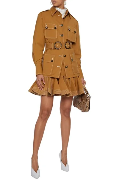 Zimmermann Zippy Safari Belted Wool-gabardine Field Jacket In Camel