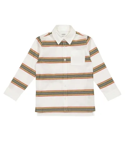 Burberry Babies' Icon Stripe Cotton Twill Shirt In White