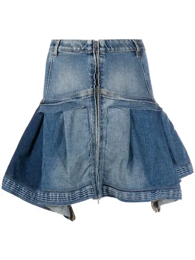 Diesel Black Gold Flared Panelled-denim Skirt In Blue