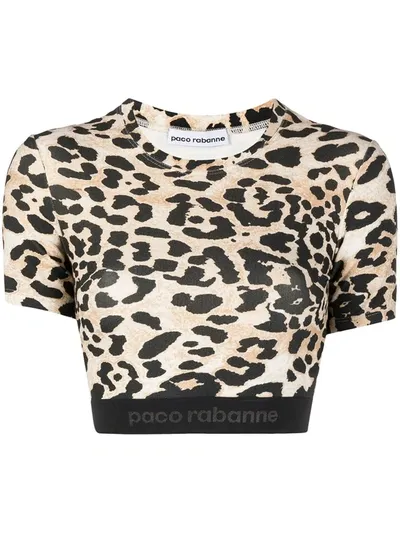 Rabanne Leopard Print Cropped Top In Neutrals