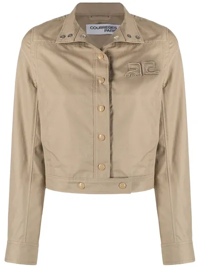 Courrèges Embroidered-logo Jacket In Neutrals