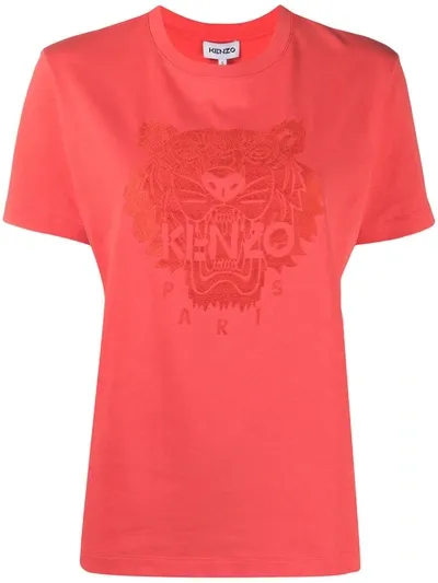 Kenzo Tiger-motif T-shirt In Orange