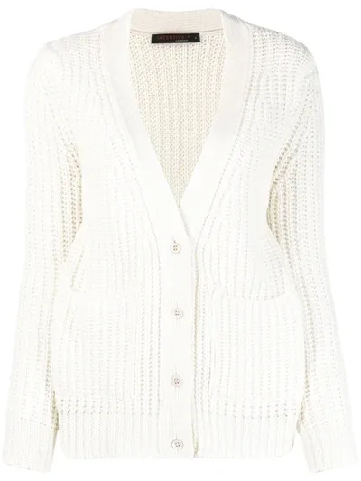 Incentive! Cashmere Ribbed Knit Cardigan In White