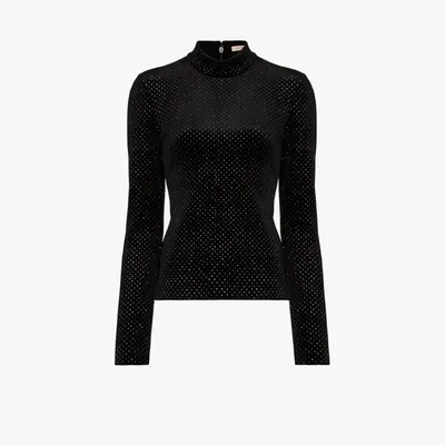 More Joy Crystal-embellished Roll Neck Top In Black