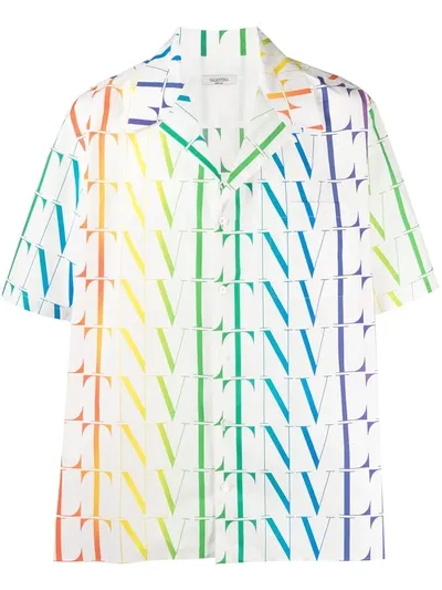 Valentino Cotton Shirt With All-over Vltn Print In White