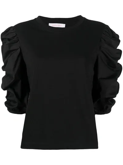 See By Chloé Round-neck Draped-sleeve Top In Black