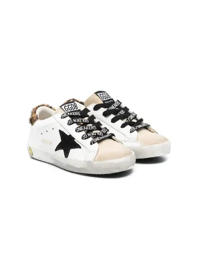 Golden Goose Kids' Superstar Leather Sneakers In White Beige