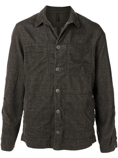 Transit Patch-pocket Chambray Shirt Jacket In Grey