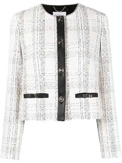 Ferragamo Tweed Checked Jacket In White