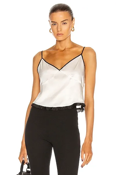 Fleur Du Mal Washable Silk Cami - Ivory/black - Size Xs In Ivory Black