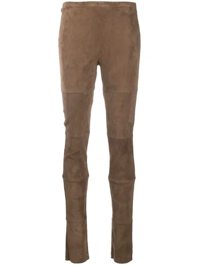 Kristensen Du Nord Suede Fitted Leggings In Neutrals