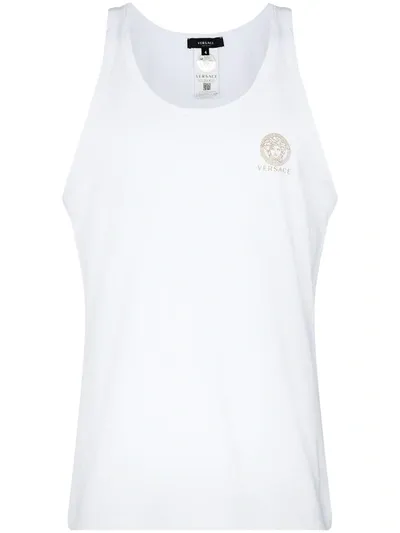 Versace Medusa-print Scoop-neck Tank Top In Optical White