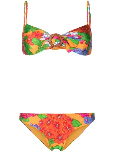 Zimmermann Floral-print Bikini In Orange