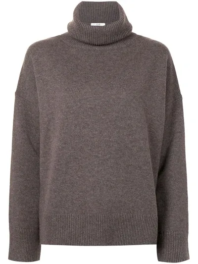 Co Drop-shoulder Turtleneck Sweater In Brown