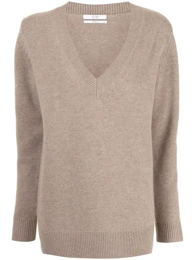 Co V-neck Boyfriend Sweater In Neutrals