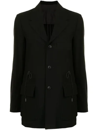 Yohji Yamamoto Drawstring-waist Jacket In Black