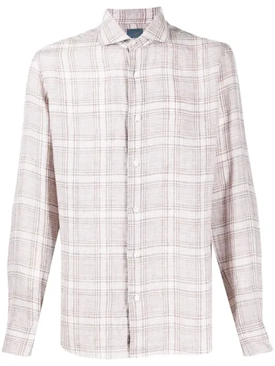 Barba Linen Checked Shirt In Neutrals