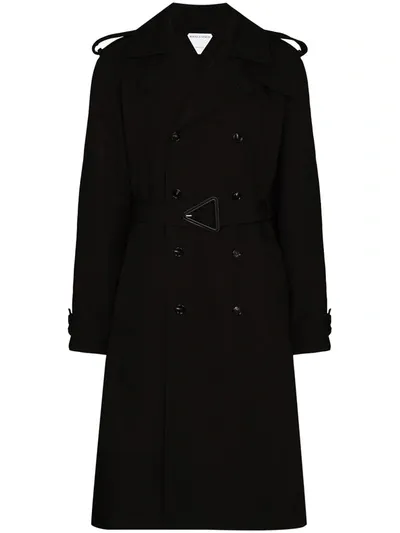 Bottega Veneta Double-breasted Belted Trench Coat In Black