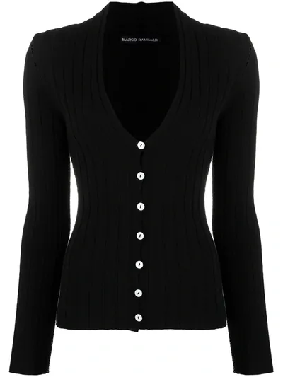 Marco Rambaldi Ribbed Knit Cardigan In Black