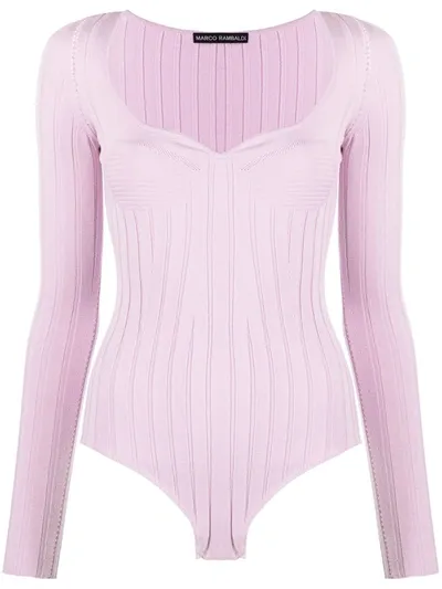 Marco Rambaldi Ribbed Contrast Stitch Top In Pink