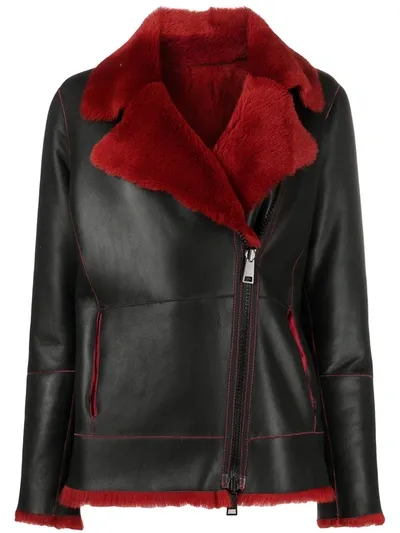 Suprema Shearling-trimmed Leather Jacket In Black