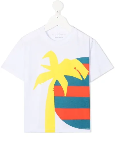 Stella Mccartney Kids' Oversize Sun And Palm T-shirt In White