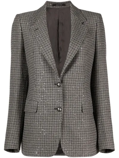 Tagliatore Tweed Single-breasted Blazer In Grey