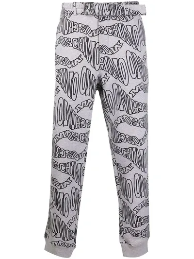 Moschino Log Print Track Pants In Grey