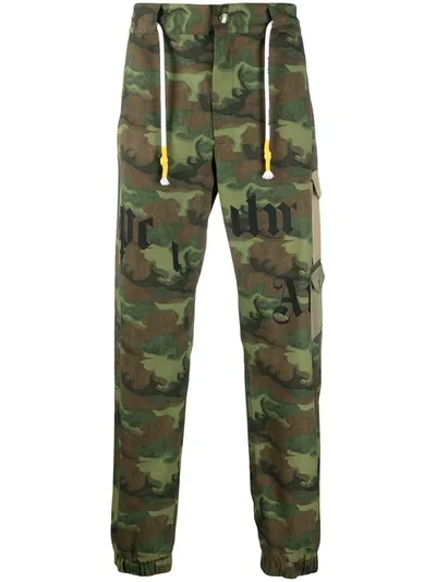 Palm Angels Camouflage-print Straight-leg Relaxed-fit Cotton Trousers In Green