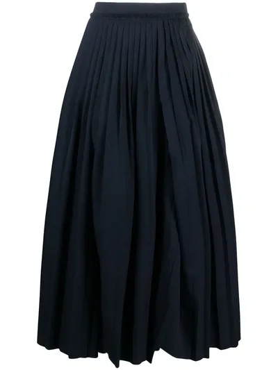 Comme Des Garçons Pleated Waist Skirt In Blue