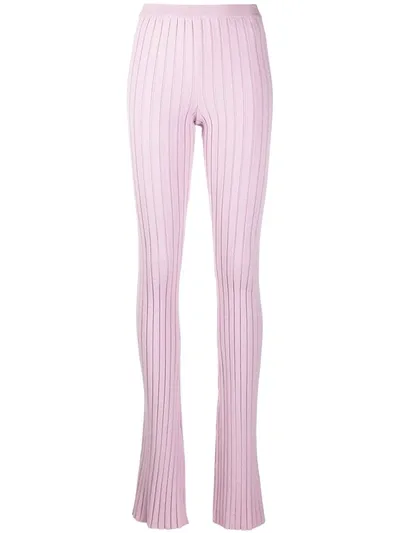 Marco Rambaldi High-waisted Flare Knit Trousers In Pink