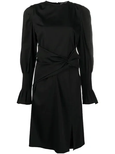 Marco Rambaldi Poet Sleeve Ruched Dress In Black