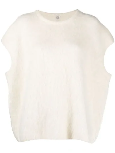 Totême Sleeveless Brushed Knitted Top In White