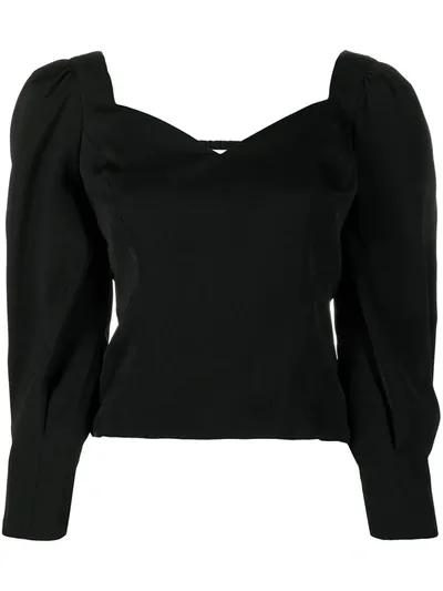 Ba&sh Monet Sweetheart Neckline Blouse In Black