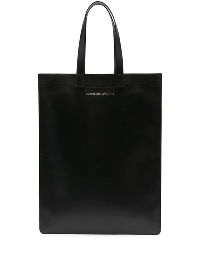 Comme Des Garçons Logo Shopper Tote In Black