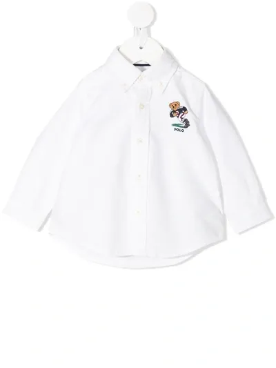 Ralph Lauren Kids' Logo-embroidered Button-down Shirt In White