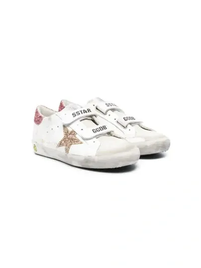 Golden Goose Teen Superstar Glitter Sneakers In White