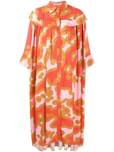 Henrik Vibskov Oversized Abstract Print Shirt Dress In Pink