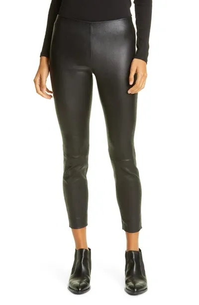 Vince Zipped-detail Stretch-leather Leggings In Black