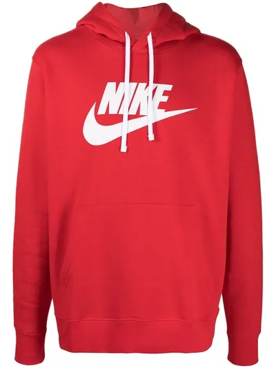 Nike Logo Print Hoodie In Red