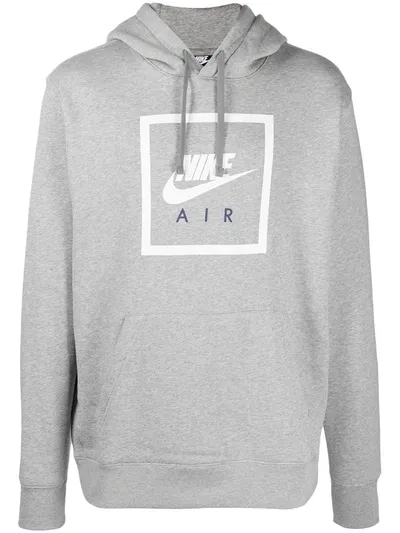 Nike Logo Print Hoodie In Grey