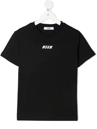 Msgm Teen Logo-print Cotton T-shirt In Nero