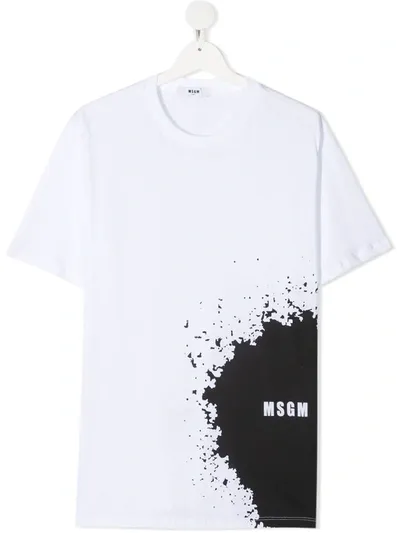 Msgm Teen Tie-dye Cotton T-shirt In White