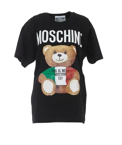 Moschino Italian Teddy Bear Print T-shirt In White